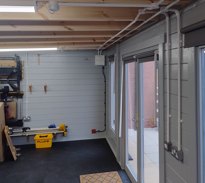 Outside electrical upgrade power and lighting